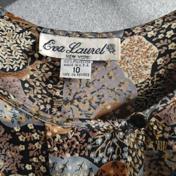 Vintage Eva Laurel Blouse Top Metallic Shoulder Pads Button Front Sz 10 - Picture 2 of 5